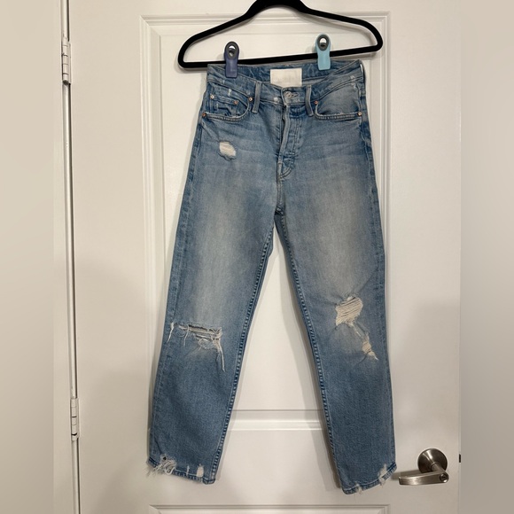 MOTHER Denim - MOTHER OF Superior The Tomcat High-Rise Straight-Leg Jeans Distressed Light Wash